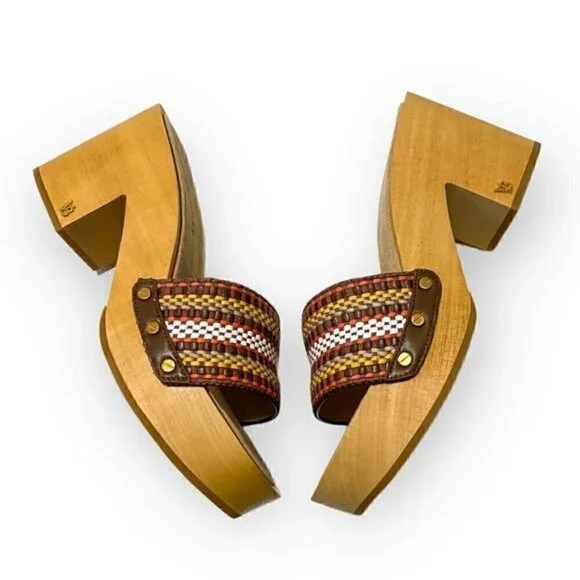 NIB Veronica BeardHannalee WovenClog Sandal Size 10, Brown multi